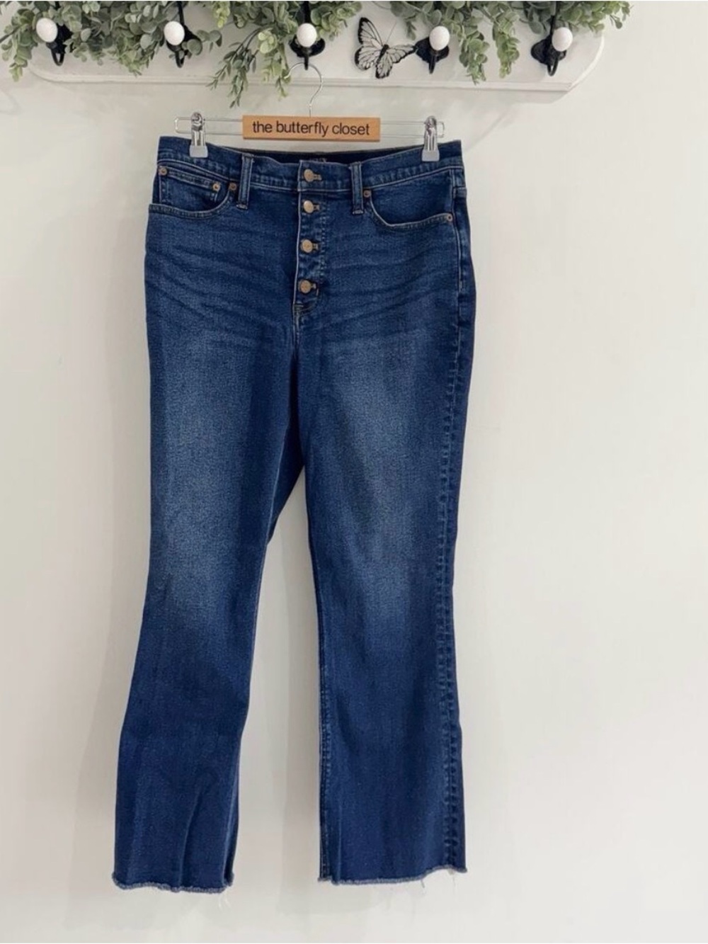 J. Crew High Rise Flare Crop Jeans With Button Fly Size 30 Tall
